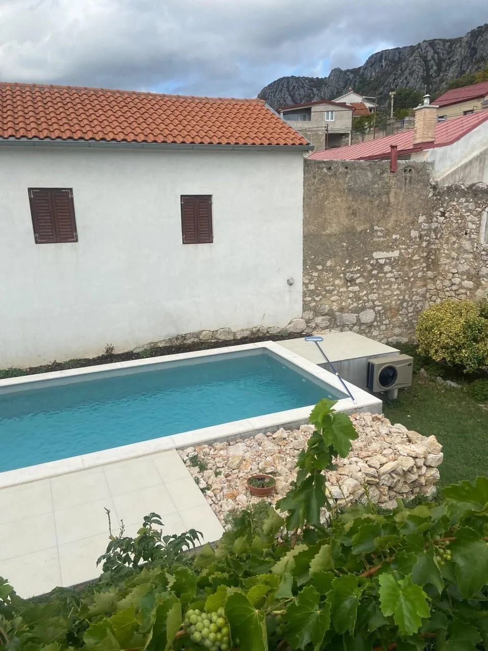 The pool below, seen from the balcony